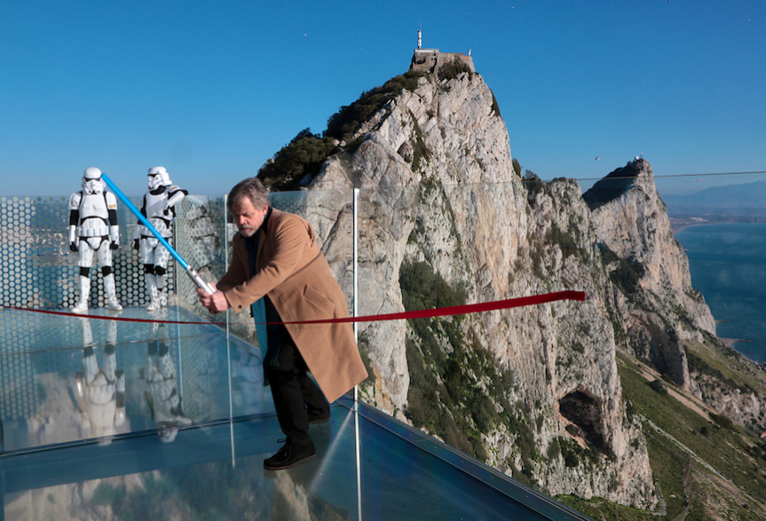Yes he did! 'Luke Skywalker' Opens New Skywalk at One of the World's Most Symbolic Lookouts