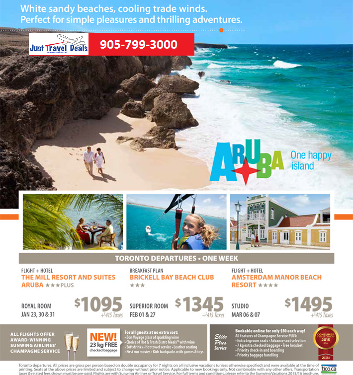 Aruba vacation packages from 1095 Toronto departures