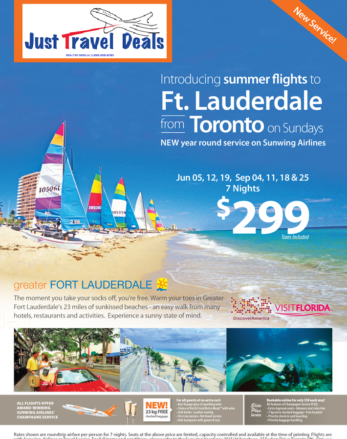 New Service Introducing Summer flights to Ft. Lauderdale from 299