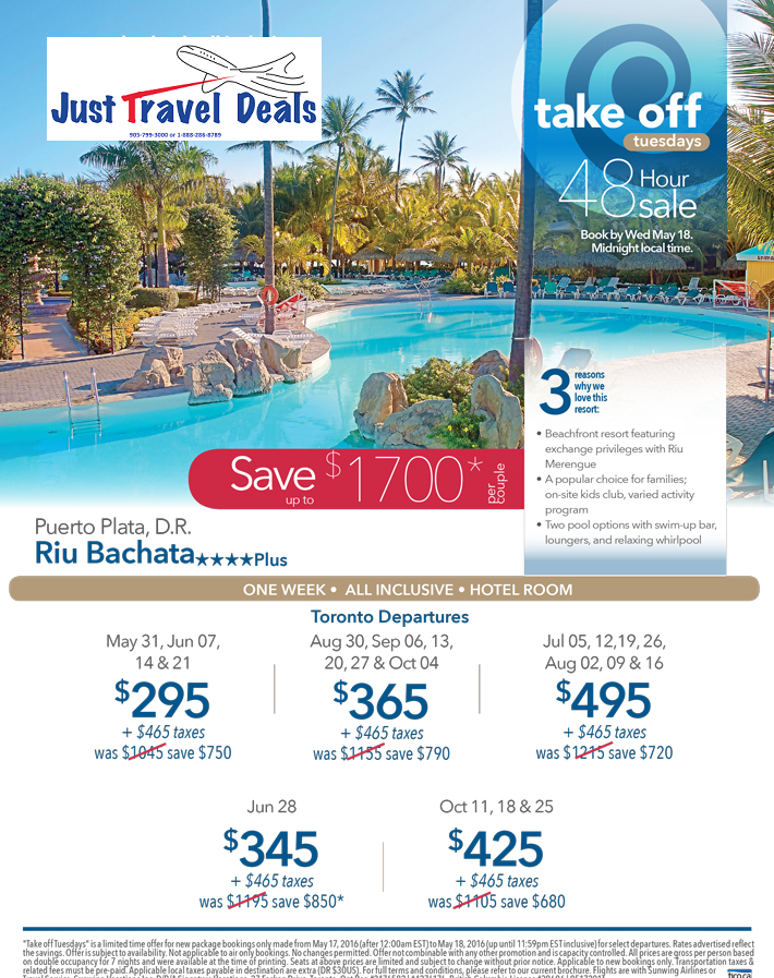 Riu Bachata Puerto Plata Sell Off Vacation Sale