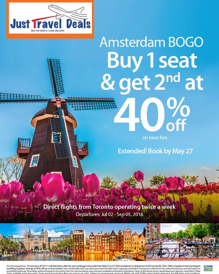 Amsterdam Cheap Tickets Buy 1 seat and get the 2nd at 40 off