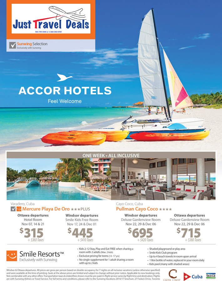 Experience Accor Hotels in Varadero & Cayo Coco Cuba Vacations from 315